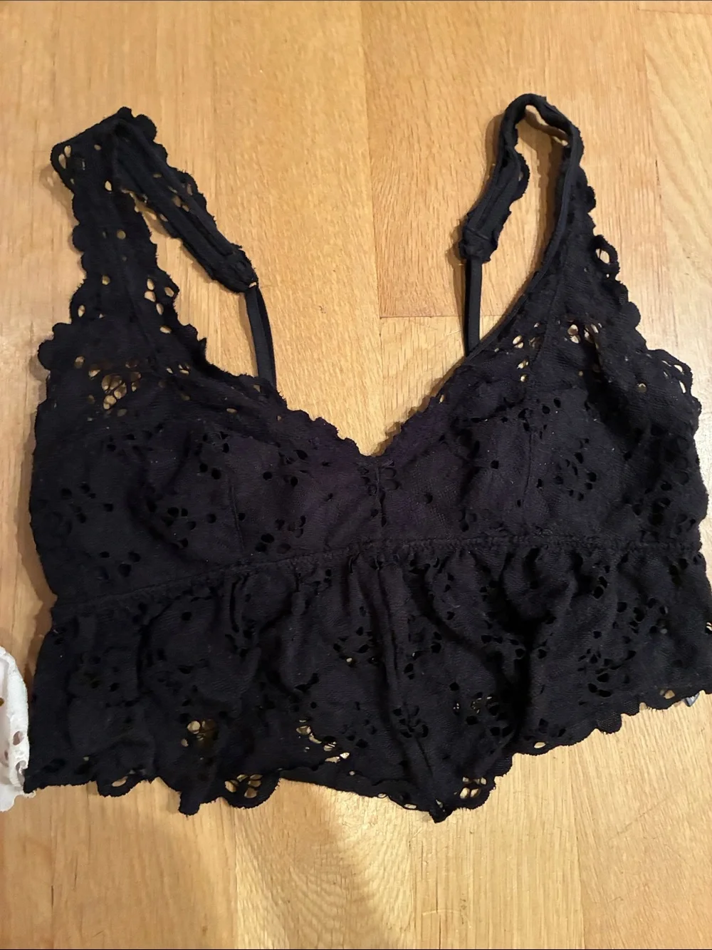 aerie Eyelet Lace Bralette Set in Light Pink and Black